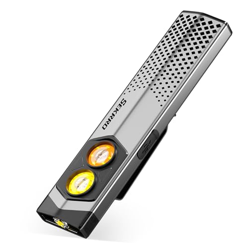 Sekrro K18pro Flat EDC Flashlight, 650LM Micro-Arc Oxidation Pocket Light, USB-C Rechargeable Handheld with UV & Red Light, Magnetic Work Light for Repair, Camping, Everyday Carry
