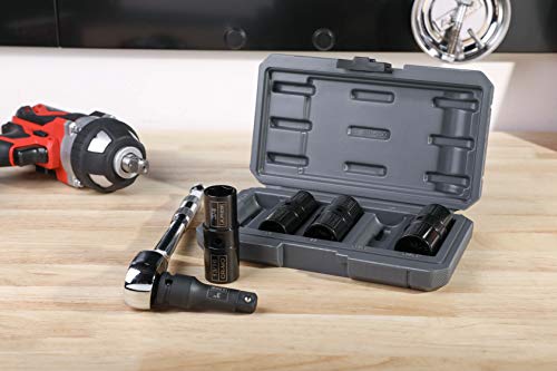 ARES 59010-5-Piece 1/2-inch Drive Lug Nut Flip Socket Set - Includes 17mm, 19mm, 21mm, 22mm Metric Sizes & 3/4-Inch, 13/16-Inch, 7/8-Inch, 15/16-Inch SAE Sizes - Impact Grade Chrome-Moly Steel - size: 5pc SAE and Metric Set