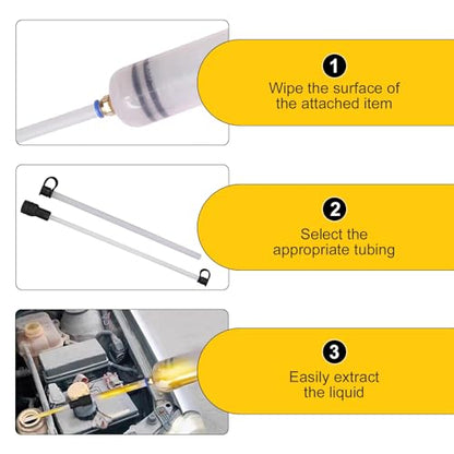 200cc Fluid Extractor Pump, Manual Extraction & Fill Pump with 2 Hoses, Oil Syringe with Powerful Suction, Universal for Most Cars (White)
