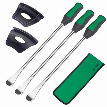 14.5" Tire Spoons Motorcycle, Lawn Mower,Dirt Bike Tire Spoon Set, Professional Tire Changing Spoons Lever Iron Removal Tool Kit with Bag 3x14.5 inch Tire Irons and 2 Rim Protector - color: green