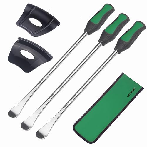 14.5" Tire Spoons Motorcycle, Lawn Mower,Dirt Bike Tire Spoon Set, Professional Tire Changing Spoons Lever Iron Removal Tool Kit with Bag 3x14.5 inch Tire Irons and 2 Rim Protector - color: green