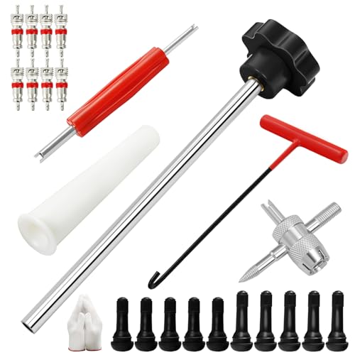 23PCS Tire Valve Stem Tool，Quick Change Valve Installer Kit with TR413/TR414 Valve Stems ，Valve Stem Removal Tool,4-Way Valve Core Removal Tool，for Cars Motorcycles Lawn Mowers ATVs - color: Set A