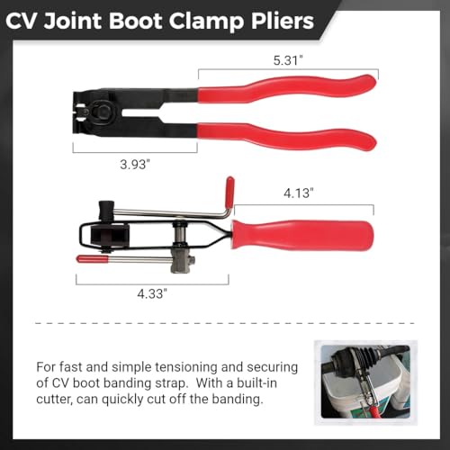 Cv Boot Clamps And Banding Kit, 10-Piece Set With 2 Pliers & 8 Cv Joint Boot Clamps For Atv/Vehicle Maintenance