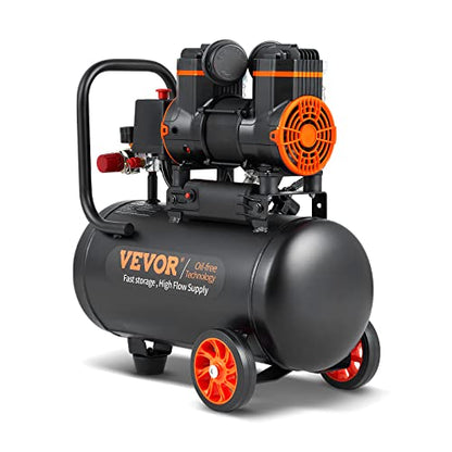 VEVOR 4.8 Gallon Air Compressor, 1.2HP 2.2 CFM@90PSI Oil Free Air Compressor Tank & Max. 116PSI Pressure, 70 dB Ultra Quiet Compressor for Auto Repair, Tire Inflation, Spray Painting, Woodwork Nailing - size: 4.8 Gallon