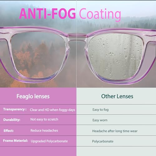 Feaglo Safety Glasses, Anti Fog Safety Goggles for Women Men, Blue Light Blocking Stylish Eye Protection Glasses Side Shield - color: Purple+rainbow