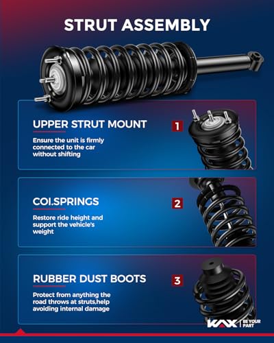KAX Front Struts for Ford 2011 2012 2013 2014 Edge, 2011-2015 MKX Front Shocks Quick Complete Struts Assembly with Coil Spring Set of 2, Replace 372888 372889 | 2012-2014 Ford Edge 3.5L/3.7L, 2011 Ford Edge, 2011-2015 Lincoln MKX 3.7L 372888,372889 Direct