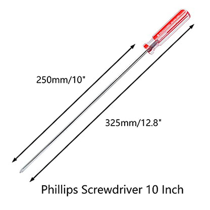 Phillips Screwdriver 10 Inch, Long Screwdriver #1 Extra Long Shaft Cross Head Screwdriver - size: 10 Inch #1