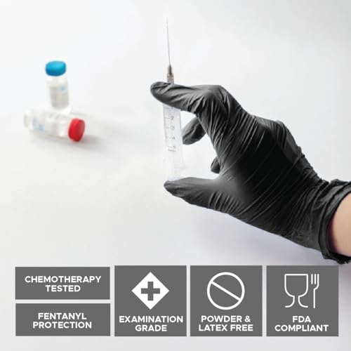 Nitrile Disposable Gloves | Powder-Free, Micro-Textured - size: XX-Large, style: Exam Grade - 6 Mil (Black)