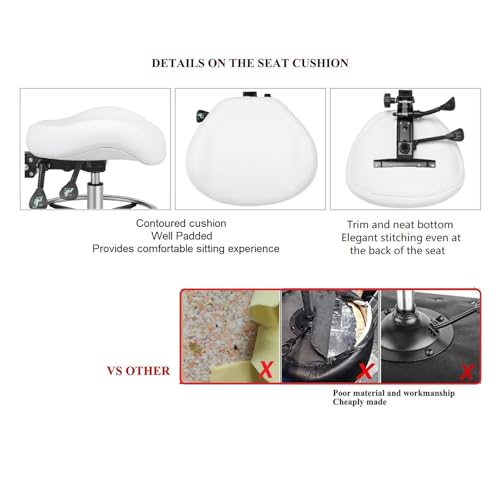 Kaleurrier Drafting Stool Adjustable Height,Drafting Chairs with Backs | Ergonomic,Heavy Duty,Tall Office Chairs for Art Studio Standing Desk Kitchen Garage Shop Massage Lab Dental Hair Salo - color: White