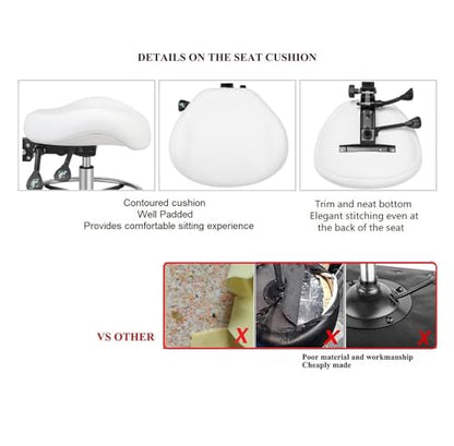 Kaleurrier Drafting Stool Adjustable Height,Drafting Chairs with Backs | Ergonomic,Heavy Duty,Tall Office Chairs for Art Studio Standing Desk Kitchen Garage Shop Massage Lab Dental Hair Salo - color: White