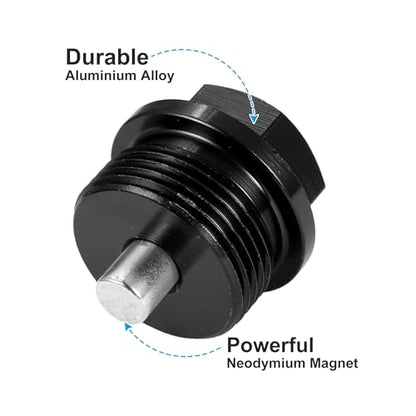 X AUTOHAUX 2 Set M24x1.5 Oil Drain Plug Magnetic Aluminum Alloy Sump Drain Nut Oil Drain Bolt with 2 Washer for Car Motorcycle Black - size: M24x1.5