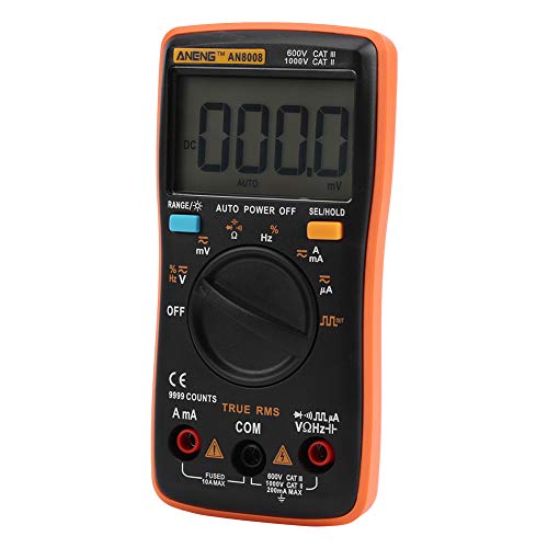 Multimeter, AN8008 True-RMS Digital AC DC Voltage Ammeter Current Ohm Meter for Resistance Testing, Diode Testing