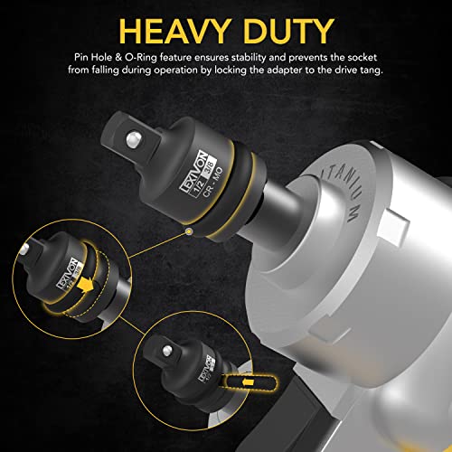 LEXIVON Impact Socket Adapter and Reducer 4-Piece Set | 1/4" - 3/8" - 1/2" Impact Driver Conversions, Chrome Molybdenum alloy steel (LX-112) - style: 4-Piece Set, 1/4"-3/8"-1/2" Adapters