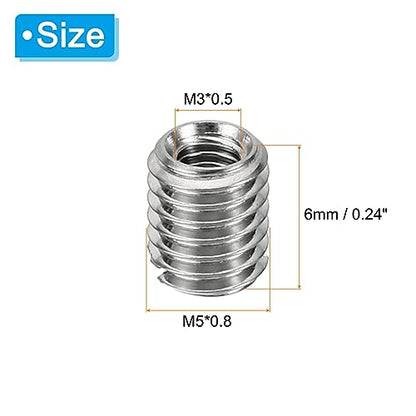 PATIKIL Thread Adapters Sleeve Reducing Nut, 10 Pcs M5*0.8 Male to M3*0.5 Female Repairing Insert Nut Screw Reducer Conversion Stainless Steel Fastener 6mm - size: M3xM5x6mm
