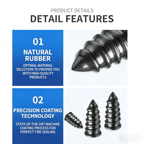 60PCS Tire Repair Screw Plug Kit, 2-Size Screw-in Plugs with Screwdriver, Self-Service Tire RepairPlugs with Screwdriver for Tires Puncture Repair, Rubber Nail Fix for Most Vehicles - size: 60 PCS