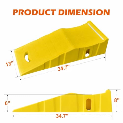 2Pack 6″ Yellow Lift Car Ramps - 10,000 lbs Capacity per Pair, Non-Slip Surface with Reflectors,Vehicle Service Ramps for Maintenance, Oil Changes, and Repairs