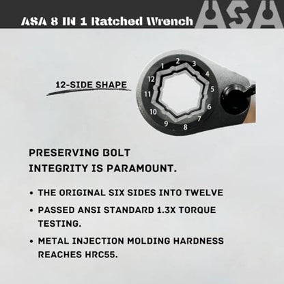 ASA 8-in-1 Stainless Steel 72-Tooth Bi-Directional Ratchet Wrench, Multi-Function Non-Slip Ratchet Wrench, Protects Bolts from Damage,super socket,universal socket,ratchet set(8in1 SET) - size: 8in1 SET