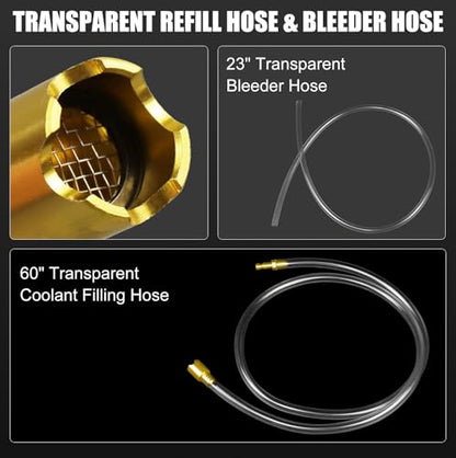 JIFETOR Radiator Coolant Refill Cooling System Vacuum Purge Tool Kit Black | Universal Automotive Water Tank Pneumatic Vacuum Antifreeze Change Filler Set Tapered Adapter Case Hose for Car Van SUV Truck - color: Black Case