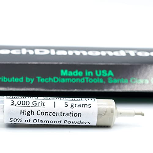 TechDiamondTools Diamond Polishing Compound Polishing Paste USA Made 3,000 Grit 3-6 Microns for Marble Glass Metal Rock Jewelry Resin Silver Chrome Gemstone with High Concentration of Diamond Powder - size: 3,000 grit / 3 - 6 microns