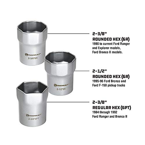 Powerbuilt Wheel Bearing Locknut Socket Set, 7 Piece Remover Tool Kit, Rounded and Regular Hex, Wheel Bearing Tools, Storage Case - 648642, Silver - style: Wheel Bearing Locknut Socket Set