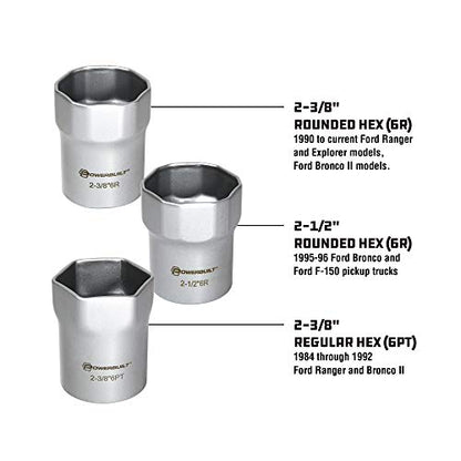 Powerbuilt Wheel Bearing Locknut Socket Set, 7 Piece Remover Tool Kit, Rounded and Regular Hex, Wheel Bearing Tools, Storage Case - 648642, Silver - style: Wheel Bearing Locknut Socket Set