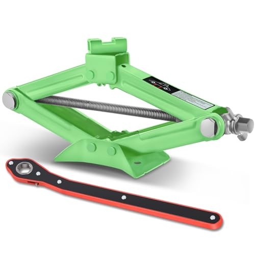 PM PERFORMOTOR 1.5 Ton (3,306 lbs) Scissor Lift Jack with Labor-Saving Ratchet Wrench for Most Cars, 4'' - 15.2'' Lifting Range, Green,PM-TOL-SJ15-GR - color: Green, size: 1.5 Ton