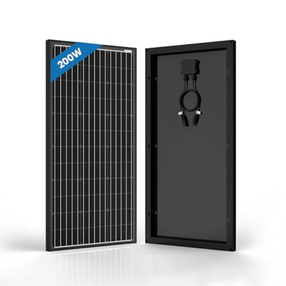 Solar Panel 200 Watt 12 Volt Monocrystalline – High Efficiency 200W 12V Solar Panel, Waterproof Junction Box, Off-Grid Battery Charger for RV, Boat, Cabin, Camper & Home Backup Power System - size: 200W