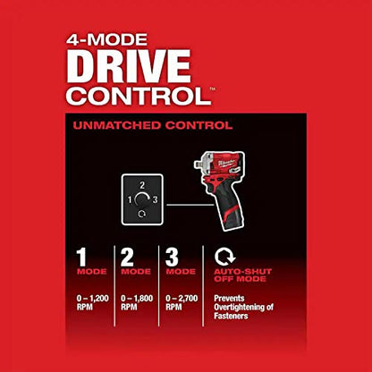 Milwaukee M12 FUEL 2555-22 12-Volt Lithium-Ion Brushless Cordless Stubby 1/2 in Impact Wrench Kit