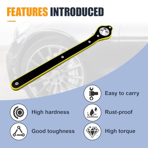 Car Jack Ratchet Wrench, 360° Swivel Labor-Saving Scissor Jack Lift Speed Handle Tool for Tire Wheel, Positive& Reversal Knob Design Jack Lug Wrench for Travel, Truck, SUV, Motorcycle (Black)