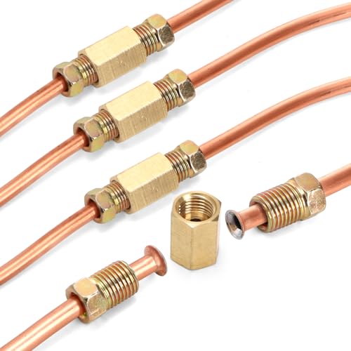 Fasmov 25 ft 3/16" Copper Coated Brake Line Kit, Brake Line Flaring Tool Kit (Includes 16 Fittings and 4 Unions Brake Line Fittings) + Double & Single Flaring Tool Kit