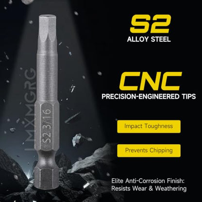12PCS Hex Head Allen Wrench Drill Bit Set,SAE Hex Bit Set,1/4 Inch Square Shank Impact Hex CNC Machined Screwdriver Bits(50mm) - color: 12pcs Hex Head