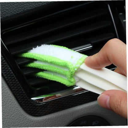 Mikinona 3pcs Double-Ended Car Air Vent Cleaning Brush Set Mini Interior Crevice Duster for Air Conditioner and Dashboard Green Auto Detailing Tool for Vehicle Outlet Maintenance