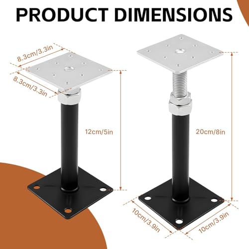 8 Pcs House Floor Jacks, 5" to 8" Adjustable Height | House Jacks for Leveling, Floor Leveling Support, Screw Jack Post for Home Leveling, Basement, Porches, Roof Beams and Decks - size: 5" to 8"