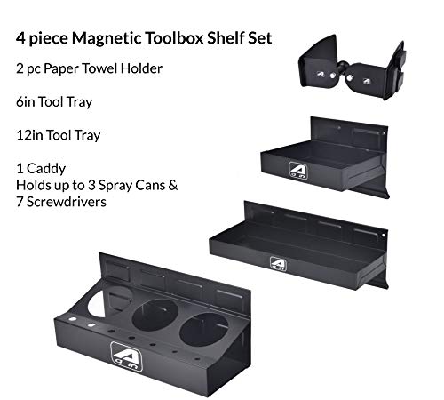 A A IN Magnetic Toolbox Tray Set, Tool Box holder Accessories for Tool Organizer,Garage Storage, 2 Trays, Can Caddy, Paper Towel & Screwdriver Holder (A049)
