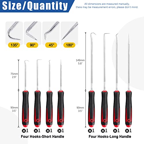 Glarks 834Pcs Metric & SAE O-Rings Assortment Kit Including 407Pcs SAE Rubber O-Rings, 419Pcs Metric O-Rings, 8Pcs Long and Short Picks and Hooks and 1pc Tool Bag for Plumbing, Gas, Automotive Repair