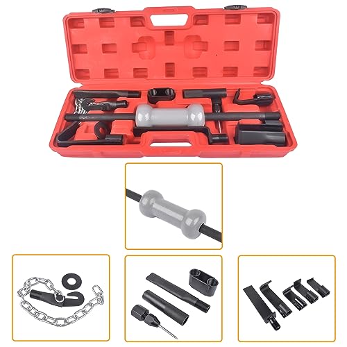 Handor 13pcs Slide Hammer Dent Puller Set, Automotive Dent Remover with Carrying Case with 10lbs Slide Hammer Universal Slide Hammer Auto Body Truck Repair Tool Kit