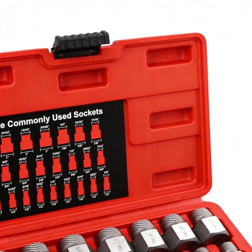 Bolt Extractor Socket Set Hex Head Easy Out Repair Tools | 25-Piece Stripped Lug Nut Remover for Damaged Stripped Broken Screws Studs Nut Machinery Furniture Motorcycle - color: Silver