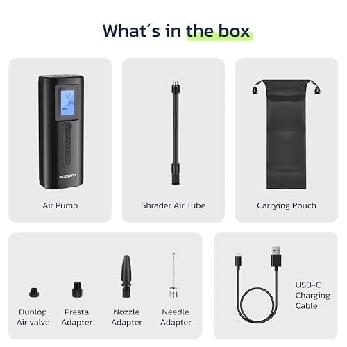Woowind Tire Inflator & Power Bank 2 in 1 Portable Air Compressor, Electric Bike Pump with Digital Pressure Gauge, Air Pump for Car Tires, Bicycle, Motorcycle, Scooter, Balls (AP2-P)