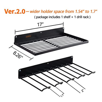 UU-Major Power Tool Organizer with Charging Station,Drill Holder Wall Mount,Garage Storage Shelves for Organization and Storage,Heavy Duty Pegboard Wall Organizer Set Solid Metal Black… - style: 1shelf+1rack
