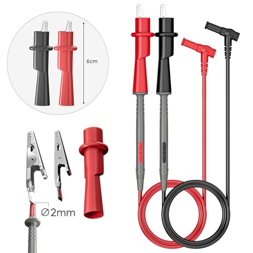 Goupchn 6PCS Multimeter Test Leads Kit with Push On Alligator Clips | Precision Sharp Probes, Digital Electrical Test Probes, 1000V 10A - style: P1506B