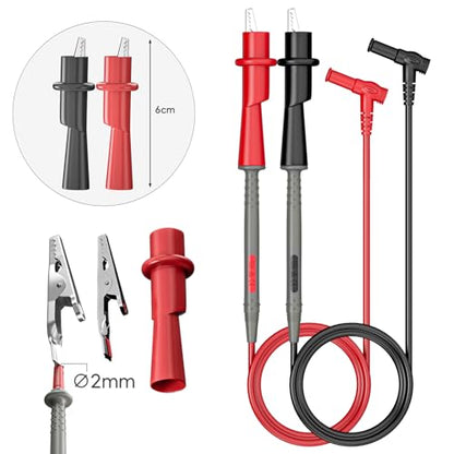 Goupchn 6PCS Multimeter Test Leads Kit with Push On Alligator Clips | Precision Sharp Probes, Digital Electrical Test Probes, 1000V 10A - style: P1506B