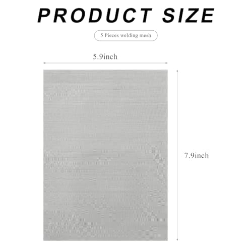 5 PCS Plastic Welding Mesh, 5.9 x 7.9 inch Reinforcing Stainless Steel Woven Wire Mesh, Car Bumper Repair Wire Cloth Welding Kit for Window Screen Fireplace Nets