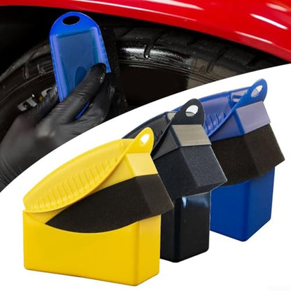 Wheel Brush with Cap for Car Detailing, Soft Polyester Cotton Rim Cleaner for Brake Dust, Yellow(Blue)