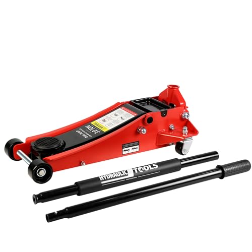 3 Ton Red Low Profile Trolley Floor Jack,Professional Steel Racing Jack with Dual Pistons Quick Lift Pump,Heavy Duty Hydraulic Lifting Range 3.3''-19.7'',3 Ton(6,600 lb) Capacity - color: Dual Pump 3 Ton-Lift Range 3.3"-19.7"(RED), size: 3 Ton