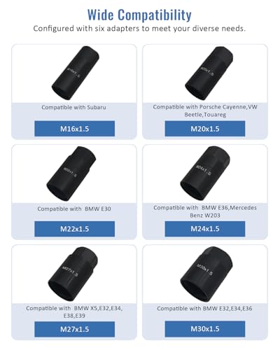 Drive Shaft Puller Extractor Tool Set Compatible with BMW Porsche Subaru VW E32 X5, 7PCS CV Axle Shaft Pulley Puller Removal Kit with 6 Adapters (M16, M20, M22, M24, M27, M30)