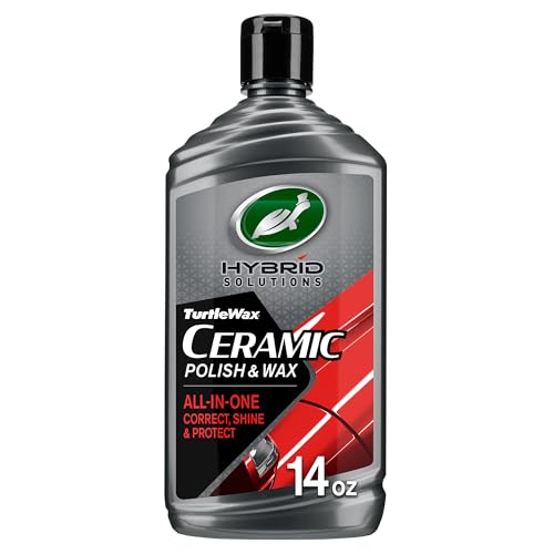 Turtle Wax Hybrid Solutions Ceramic Car Polish and Wax, Light Scratch Remover, Durable Paint Protection, Extreme Water Beading, High Gloss Shine, Hand or Machine Polisher Use, 14 oz (Pack of 1) - size: 14 Fl Oz (Pack of 1)