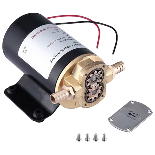 NovelBee Self Priming Impeller Pump,3.2GPM Gear Oil Pump,Self Priming Oil Change Extractor Pump for Diesel Lubricants Machinery Fuel Scavenge Oil Transfer (12V)
