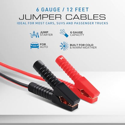Xtreme Jumper Cables for Car, 12-Foot 8-Guage Heavy Duty Jumper Cables to Jump Star Dead Batteries in Cars Trucks & SUVs, Automotive Booster, Cold & Warm Weather Compatible, Tangle-Free Vinyl Coating