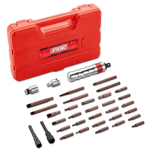 Hand Manual Reversible 35PCS Master 1/2-inch 3/8-inch Impact Driver Set Extractor- Impact Screwdriver S2 Steel Disengage Rusted Fasteners or Frozen Bolts - color: 35 Pcs