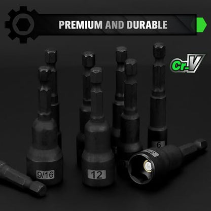 Magnetic Nut Driver Set, 20-Piece Metric & SAE 1/4" Hex Shank, Drill Socket Set, Impact Driver Bit Sets, Magnetic Bit Holder with Aluminum Alloy Snap Clip, 65mm Long Hex Bits, Quick Change Tool - style: 20PCS 65mm